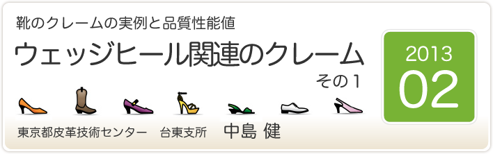 靴のクレームの実例と品質性能値　ウェッジヒール関連のクレーム　その１　東京都皮革技術センター　台東支所　中島　健